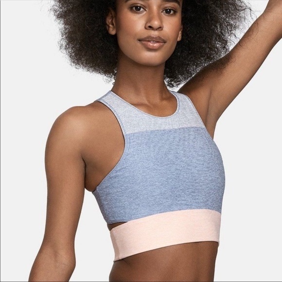 Outdoor Voices Slash-back Crop Top Pink Blue Small - Picture 1 of 6